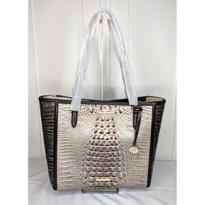 Brahmin April Tote, Silver Lining, Windermere, Embossed, Melbourne Leather, NWT
